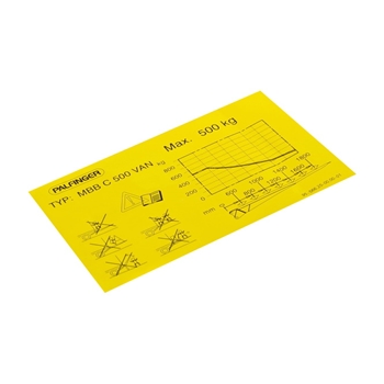 Label Loading Diagram MBB C500VAN Palfinger 195x120mm