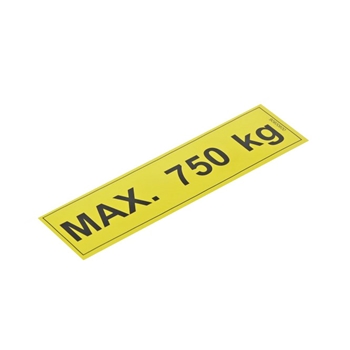 Sicherheitsaufkleber Max. 750kg